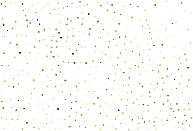 Stelle d'oro cadenti casuali su sfondo bianco Motivo glitterato per banner biglietto d'auguri Confezione di carta da cartolina per biglietti d'invito di Natale e Capodanno