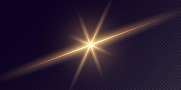 Stelle dorate brillanti isolate su fondo nero Estratto festivo del laser della stella della luce fissata