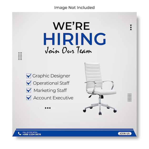 Stiamo assumendo posti di lavoro vacanti promozionali per social media post o modello di banner web quadrato