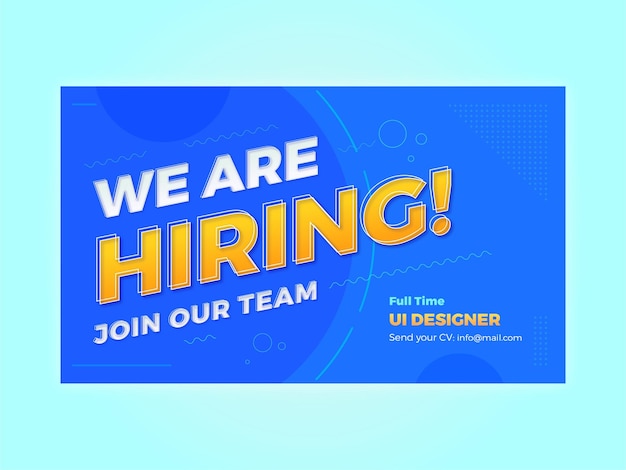 Stiamo assumendo un modello per la progettazione di banner UI Designer Hiring con effetti di testo modificabili