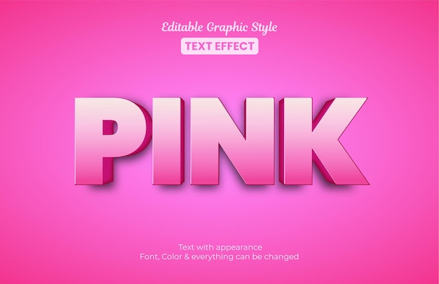 Stile 3D rosa, effetto di testo in stile grafico modificabile