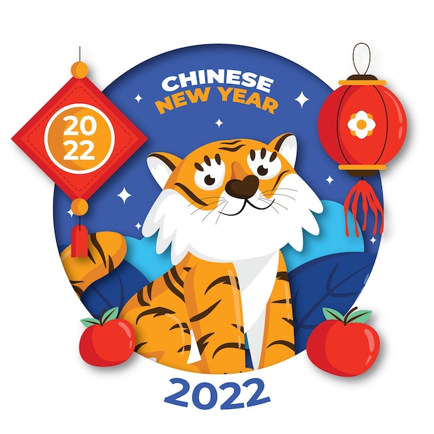 Stile carta felice capodanno cinese 2022