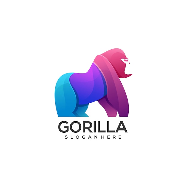 Stile colorato gradiente gorilla illustrazione logo