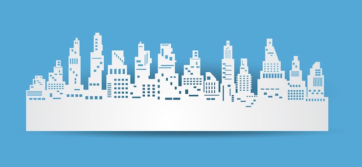Vettore stile d'arte a carta della città illustrazione vettoriale