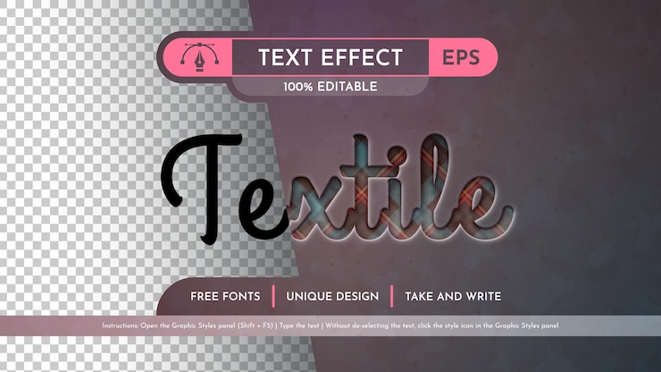 Vettore stile del carattere effetto testo modificabile tartan