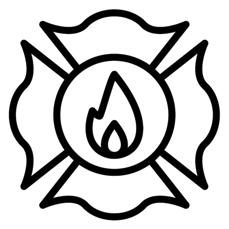 Vettore stile dell'icona del distintivo dei vigili del fuoco