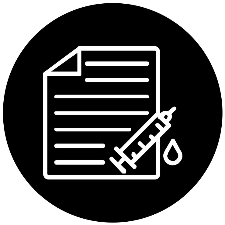 Vettore stile dell'icona della documentazione del vaccino per la progettazione vettoriale