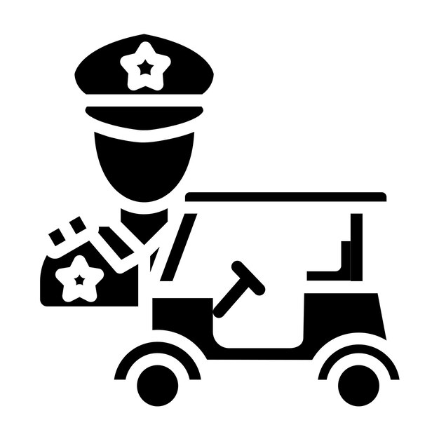 Stile dell'icona della politica di sicurezza del buggy di progettazione vettoriale
