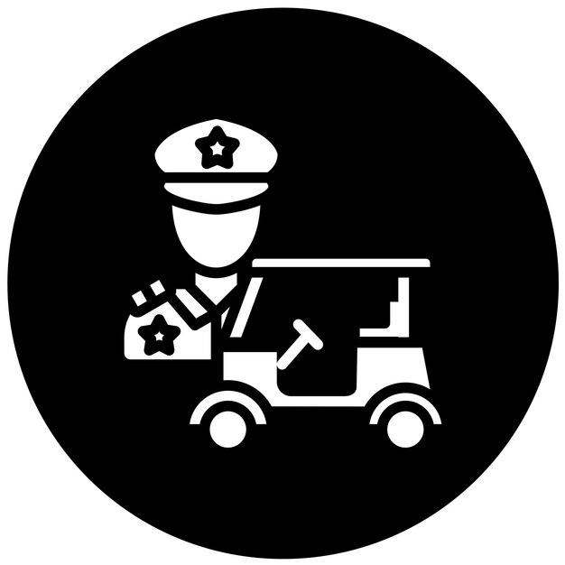 Stile dell'icona della politica di sicurezza del buggy di progettazione vettoriale