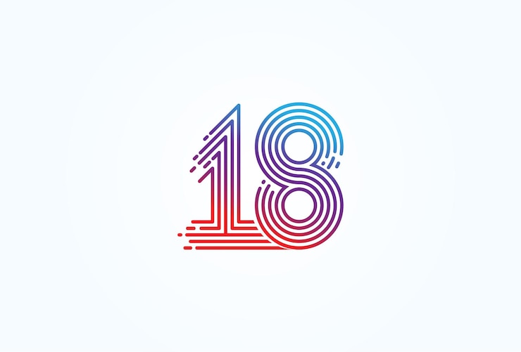 Vettore stile della linea del monogramma numero 18 utilizzabile per loghi aziendali e tecnologici dell'anniversario