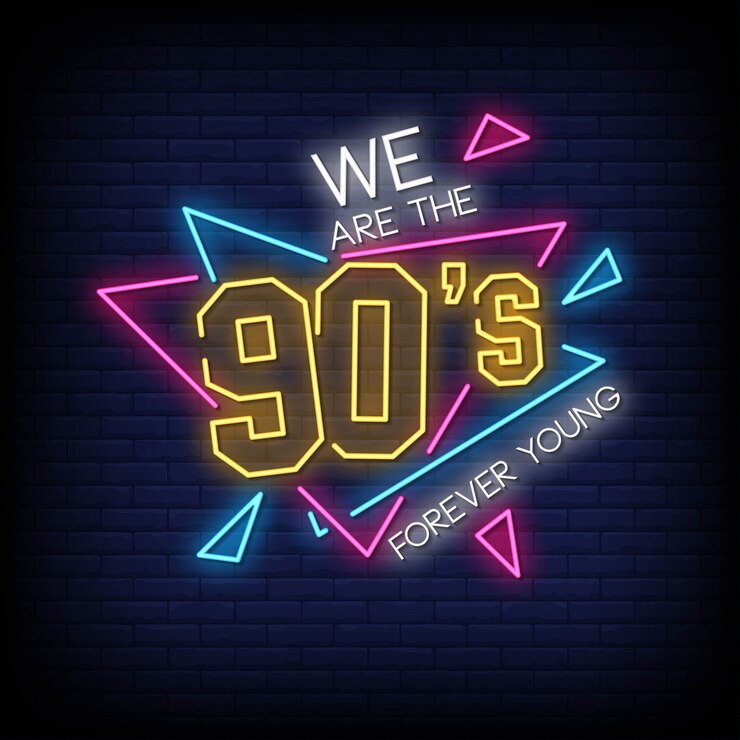 Vettore stile delle insegne al neon degli anni '90