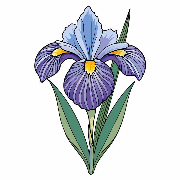 Vettore stile di cartone animato di fiore di iris icon vector clipart illustrazione