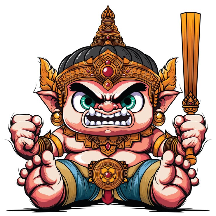 Stile di chibi gigante dei cartoni animati thailandesi