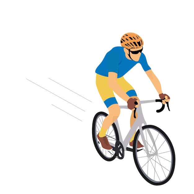 Stile di design piatto di carattere da corsa in bicicletta per ciclisti