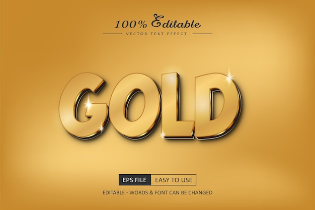 Stile di effetto di testo oro modificabile con colore oro