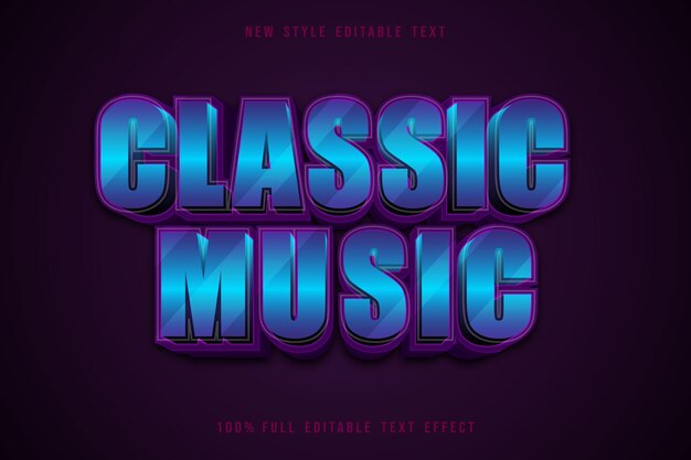 Stile di effetto testo modificabile di musica classica blu