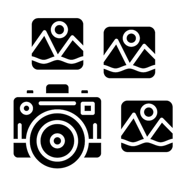 Stile di icona della fotografia a disegno vettoriale