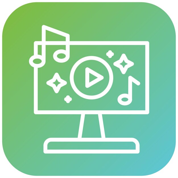 Stile di icona di video musicale di progettazione vettoriale