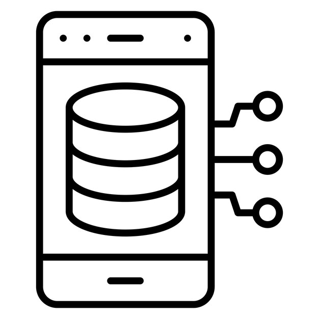 Stile di illustrazione vettoriale della base di dati dello smartphone