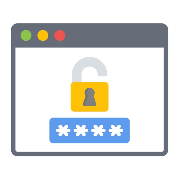 Stile di illustrazione vettoriale della password del browser