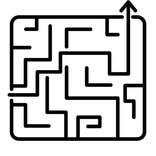 Stile di illustrazione vettoriale della soluzione del labirinto