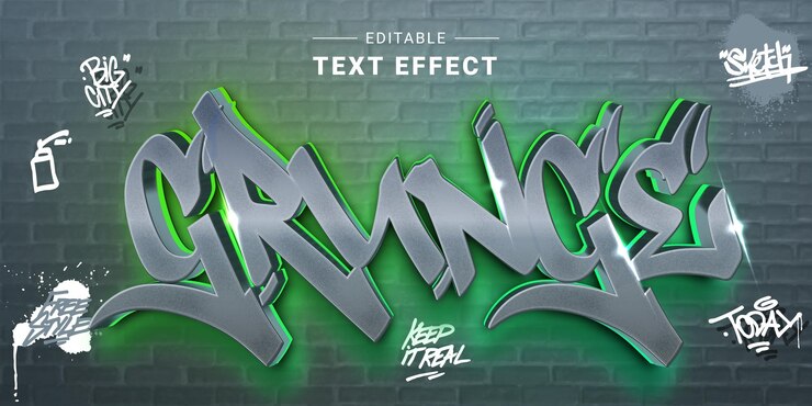 Vettore stile di segno di arte della parete con effetto testo graffiti modificabile