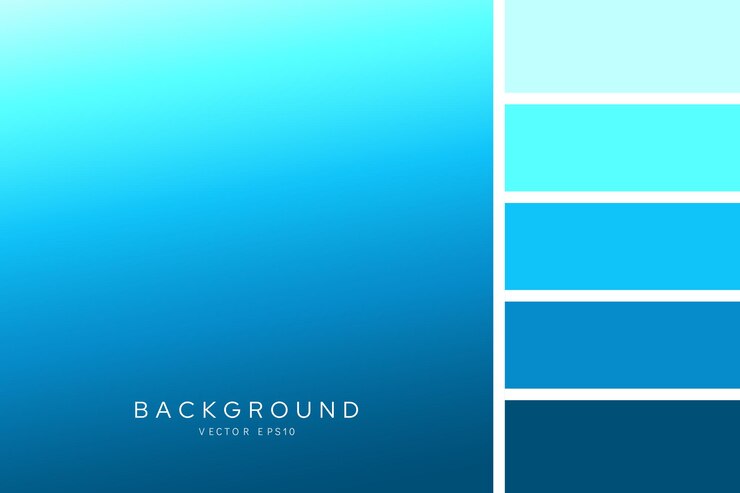 Vettore stile di transizione di colore di sfondo a gradiente blu turchese con palette