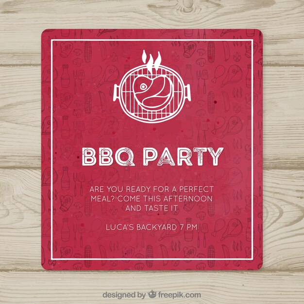 Stile disegnato di invito festa barbecue in mano