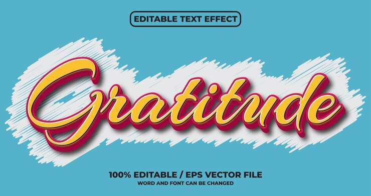 Vettore stile effetto testo di gratitudine