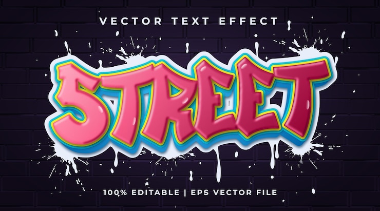 Vettore stile effetto testo modificabile graffiti di strada