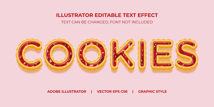 Stile grafico illustratore effetto testo vettoriale Biscotti con marmellata