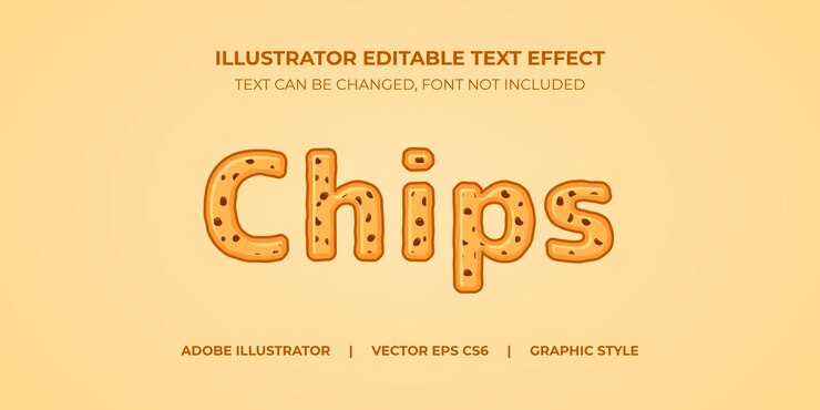 Stile grafico illustratore effetto testo vettoriale Choco Chips Cookies