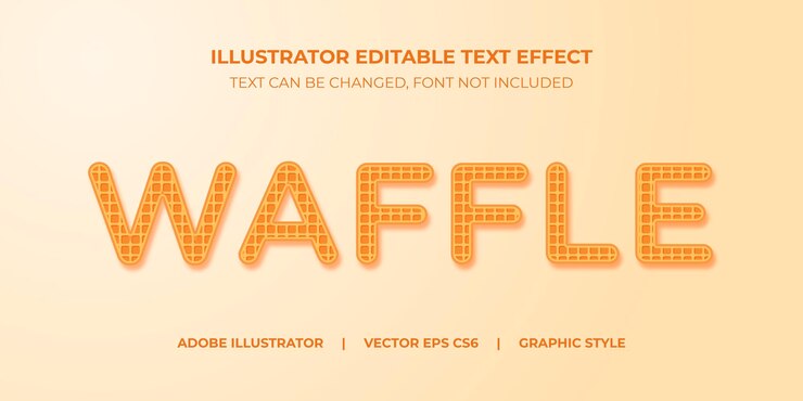 Stile grafico illustratore effetto testo vettoriale Thin Waffle