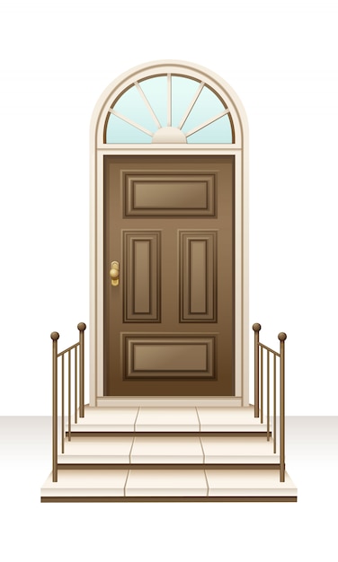 Stile lussuoso ad ovest della porta della casa di legno marrone