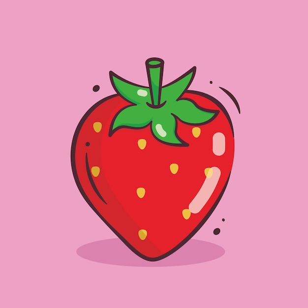 Stile minimalista alla fragola isolato su uno sfondo rosa
