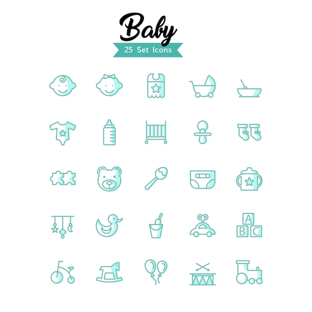 Stile moderno di vettore delle icone del bambino