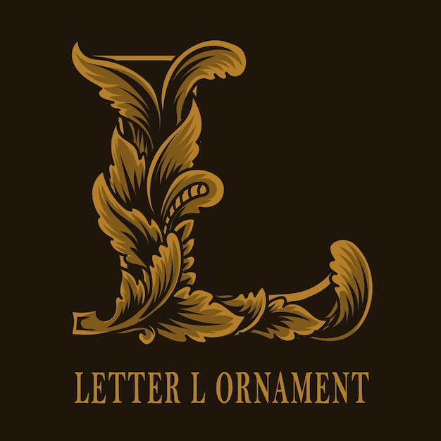 Stile ornamento vintage logo lettera L