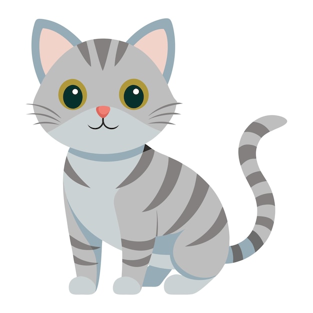stile piatto animale gattino isolato su sfondo bianco illustrazione vettoriale