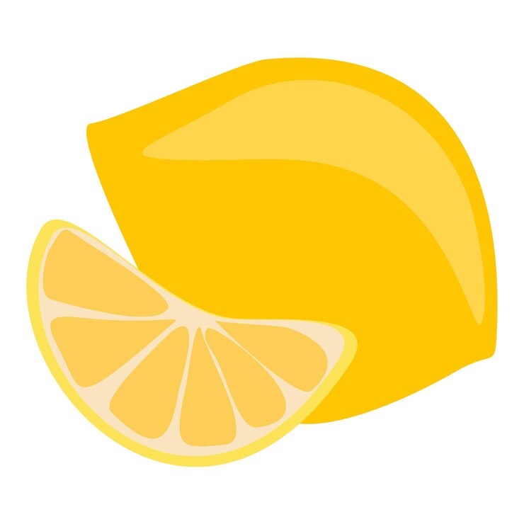 Vettore stile piatto vector limone e fetta isolati su sfondo bianco illustrazione di agrumi vitamina c