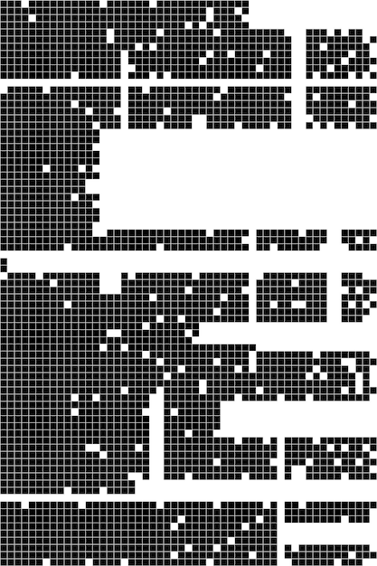 Stile pixel in bianco e nero Modello in stile 2D Modello digitale retrò Grafica a mosaico