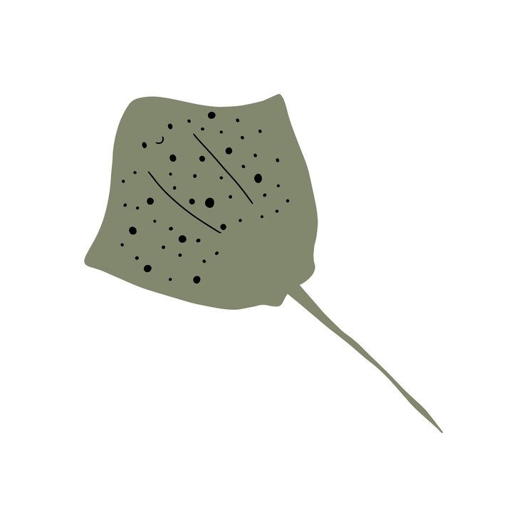 Vettore stingray pesce carattere animale del mare nero su sfondo profondo illustrazione della vita selvaggia