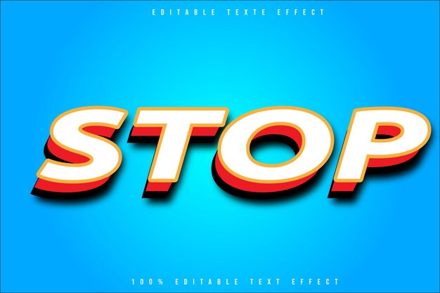 Stop Editable Text Effect 3D Emboss Cartoon Style