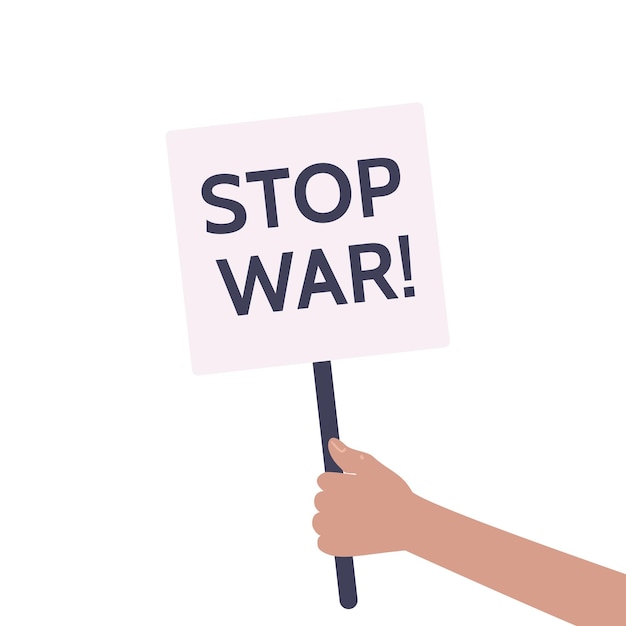 Stop war cartello Mano con campagna di protesta Illustrazione vettoriale