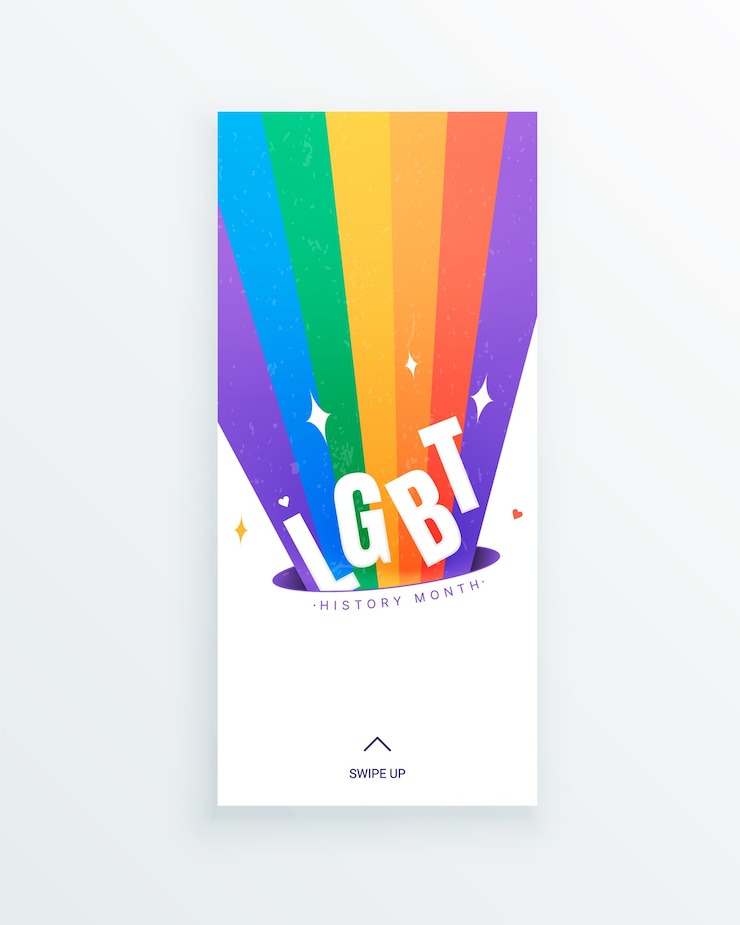 Vettore storia dei social media del mese della storia lgbt con splendente arcobaleno lgbt su sfondo bianco. costruire una comunità e rappresentare una dichiarazione sui diritti civili sui contributi delle persone lgbtq.