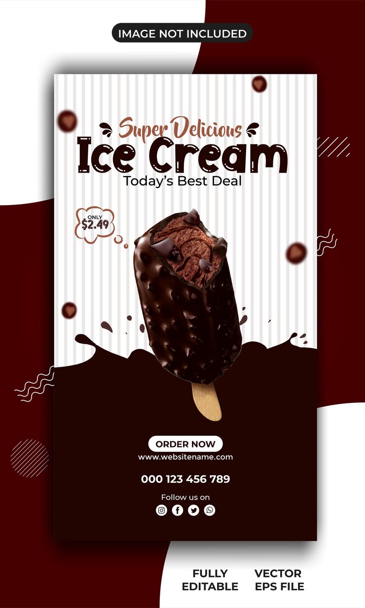 Storia di social media e modello di storia di instagram di salute e gelato delizioso
