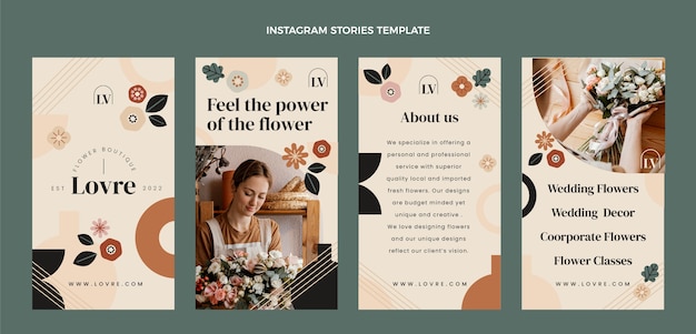Storie di instagram boutique piatte minimali