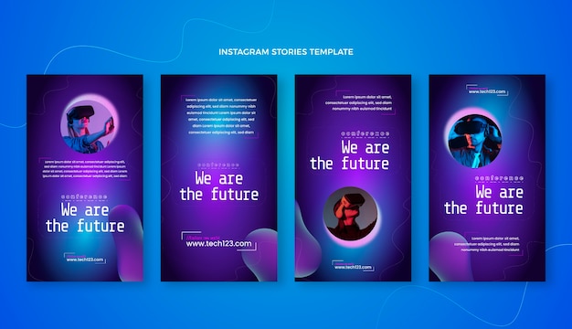 Storie di instagram con tecnologia fluida astratta sfumata