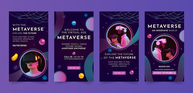 Storie di instagram del concetto di metaverso sfumato