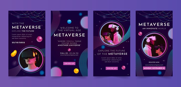 Storie di instagram del concetto di metaverso sfumato