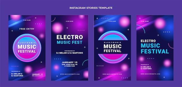 Storie di instagram del festival musicale a trama sfumata